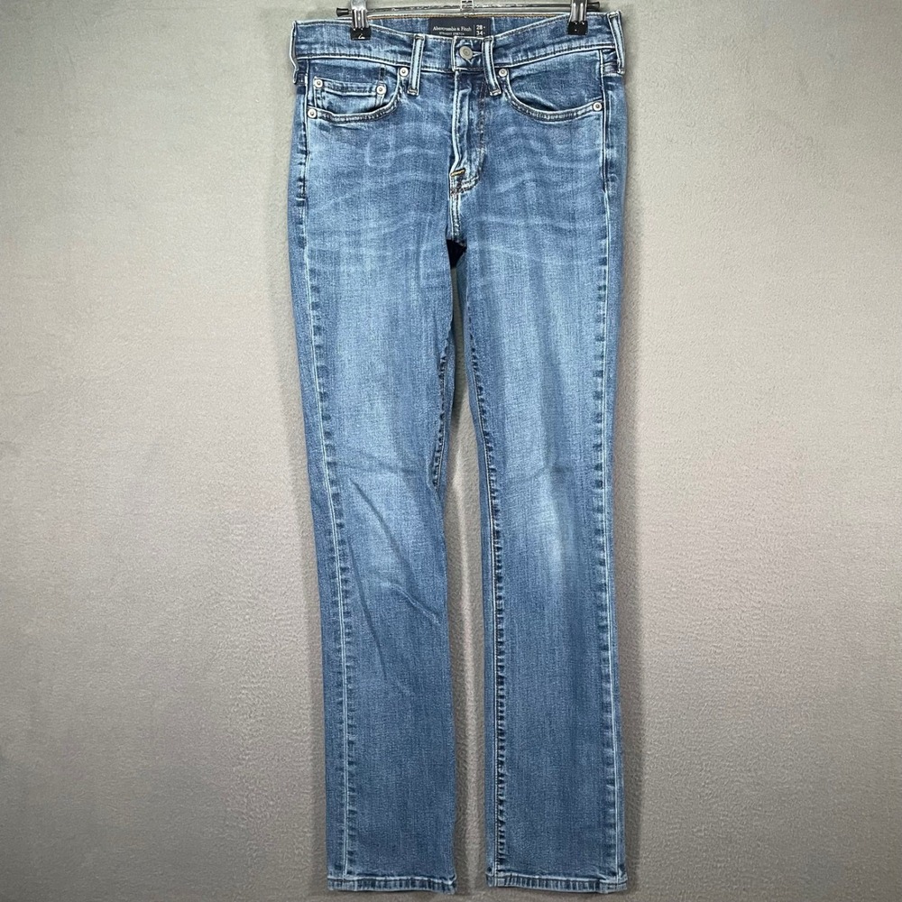 Abercrombie & Fitch Straight Stretch Jeans Mens 28x34 Blue Excellent Mid Wash